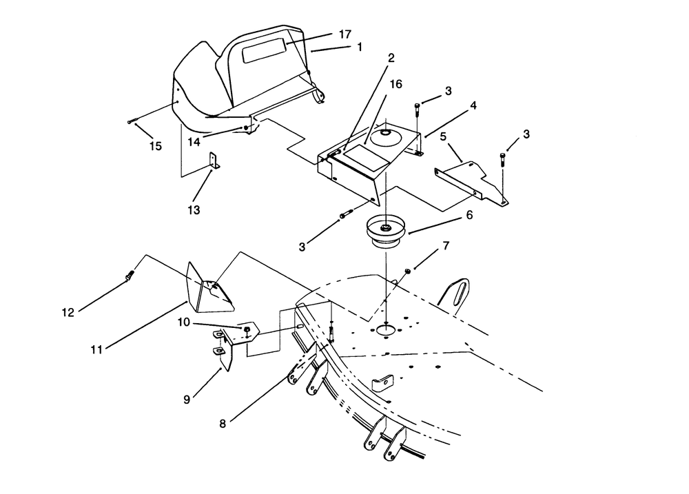 Shield Assembly (42" Cutting Unit) Diagram and Parts List for 79201 39000001 - 39999999 Toro Lawn Tractor Accessories