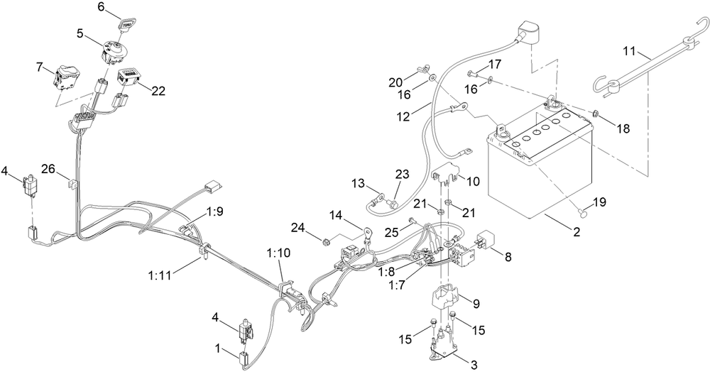 Electrical Assembly Diagram and Parts List for 76550TA 417330000 - 999999999 Toro Lawn Tractor