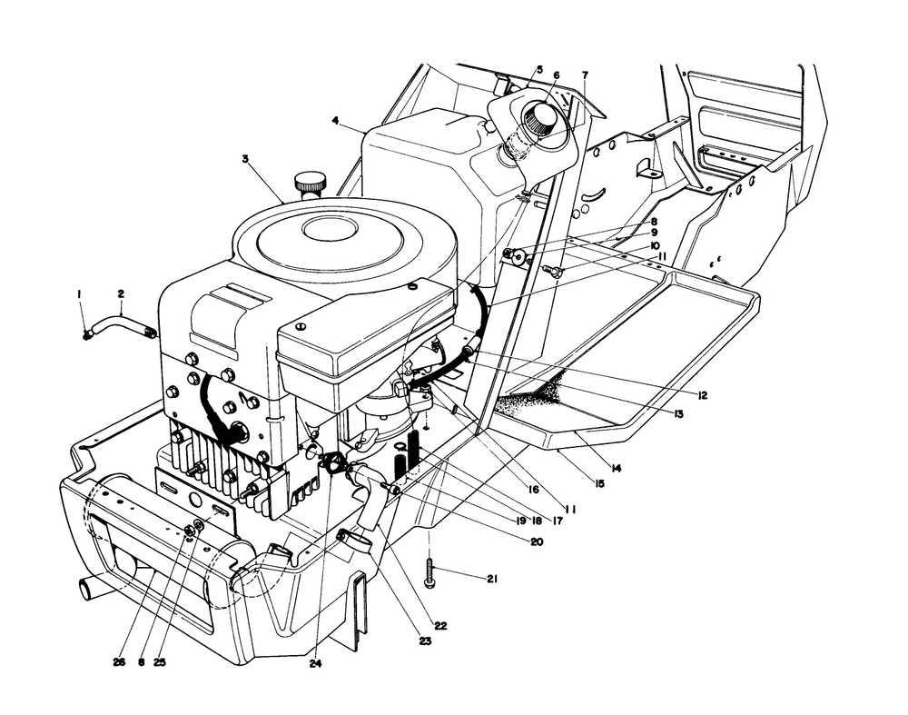 Engine Assembly Model 57300 Diagram and Parts List for 57360 8000001 - 8999999 Toro Lawn Tractor