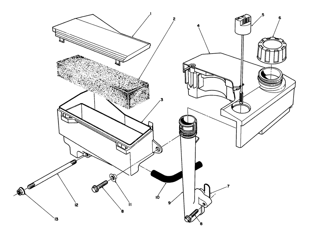 Air Cleaner & Fuel Tank Assembly (Engine Model No. Vmg6, Vmh7 & Vmj8) Diagram and Parts List for 26624C 9000001 - 9999999 Toro Lawn Mower