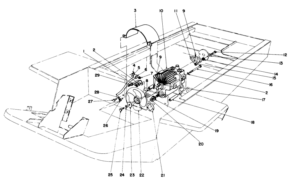 Transmission And Fan Assembly Diagram and Parts List for 30775 200001 - 299999 Toro Lawn Tractor