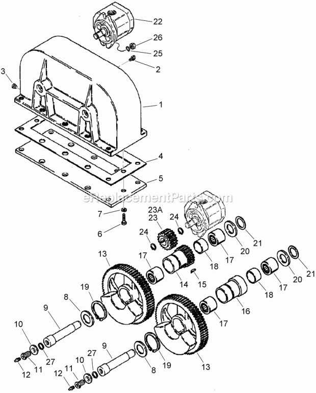 Plow Gearbox And Motor Mounting Assembly P40 Diagram and Parts List for 2011  Toro Lawn Tractor Accessories