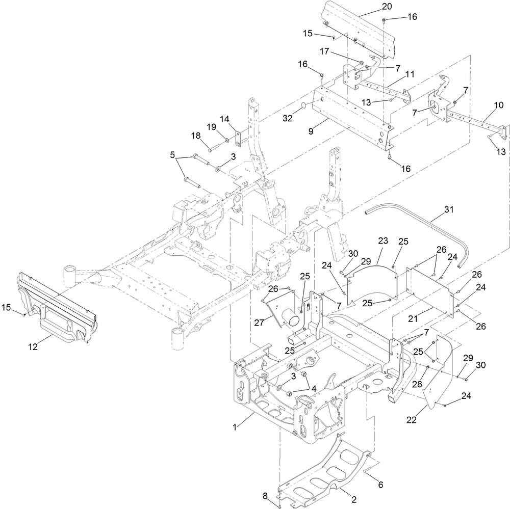 Rear Frame Assembly Diagram and Parts List for 74072 400000000-403226743 Toro Lawn Mower