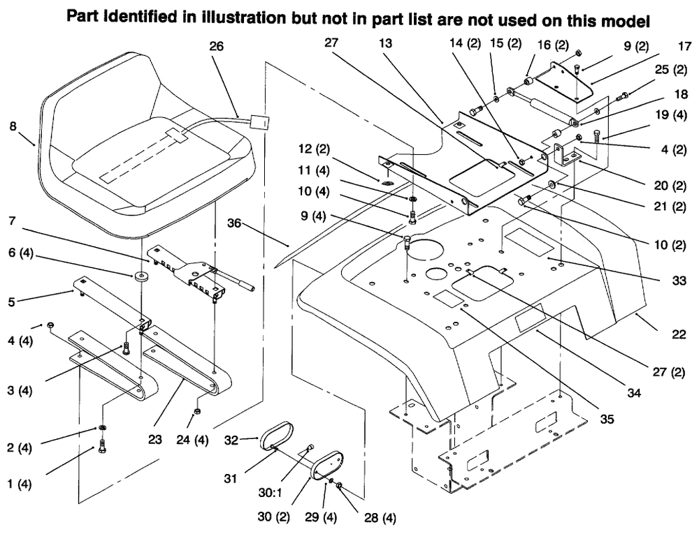 Fender, Seat Diagram and Parts List for 73422 6900001 - 6999999 Toro Lawn Tractor