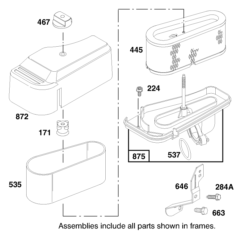 Engine Briggs & Stratton Model 28n777-1174-E1 Diagram and Parts List for 71219 8900001 - 8999999 Toro Lawn Tractor