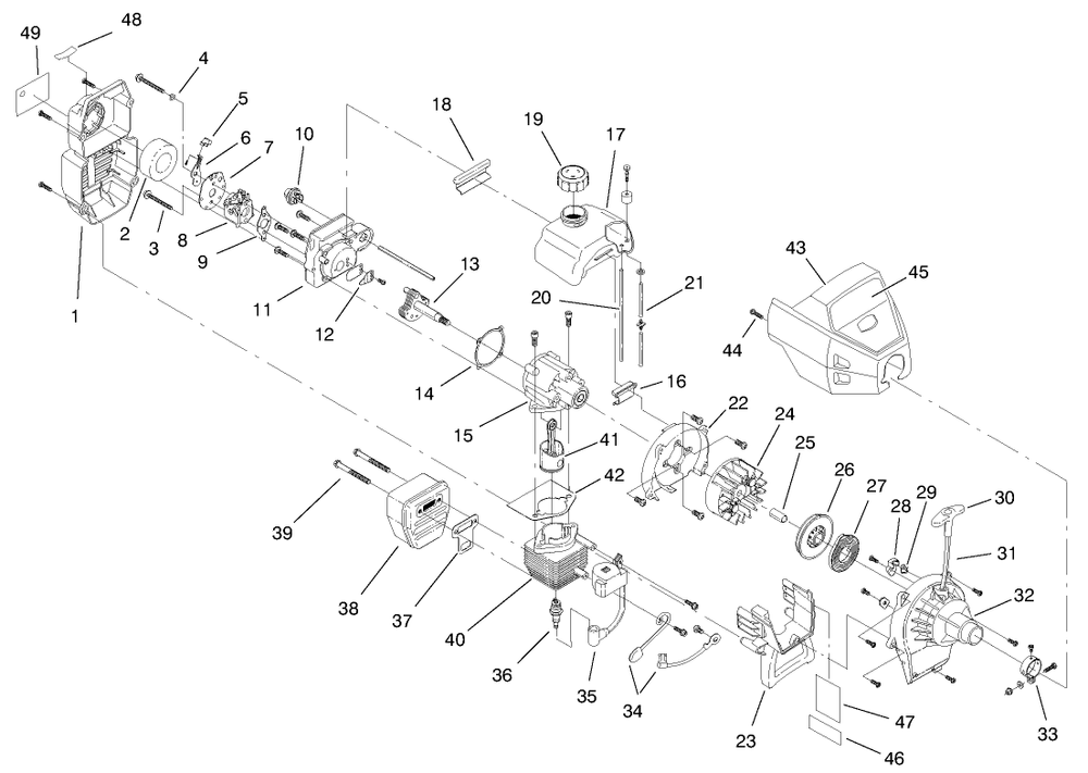 Engine Assembly Diagram and Parts List for 51906 990000001 - 999999999 Toro Trimmer