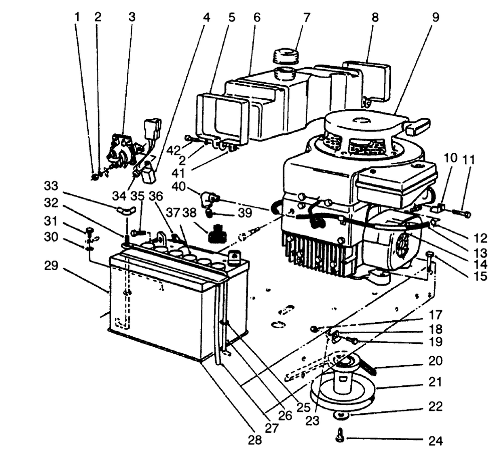 Engine Assembly Diagram and Parts List for 56190 2000001 - 2999999 Toro Lawn Tractor