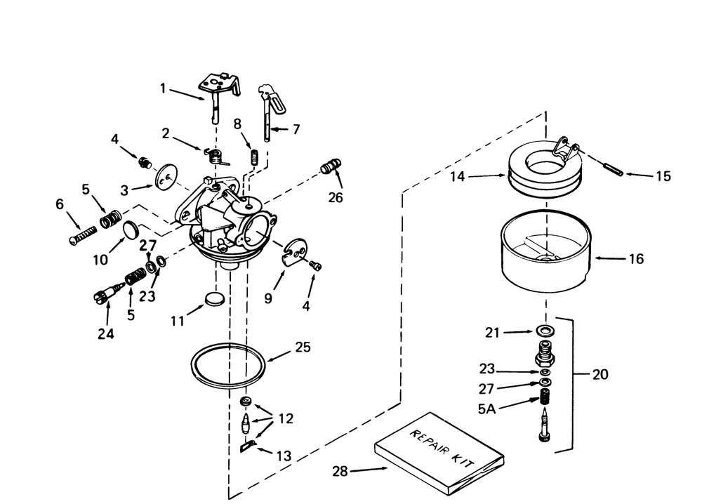 Carburetor Tecumseh No. 632334 Diagram and Parts List for 38573 9000001 - 9999999 Toro Snow Blower