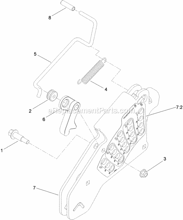 Height-Of-Cut Assembly No. 109-7438 Diagram and Parts List for 74954 312000001-312999999 Toro Lawn Mower