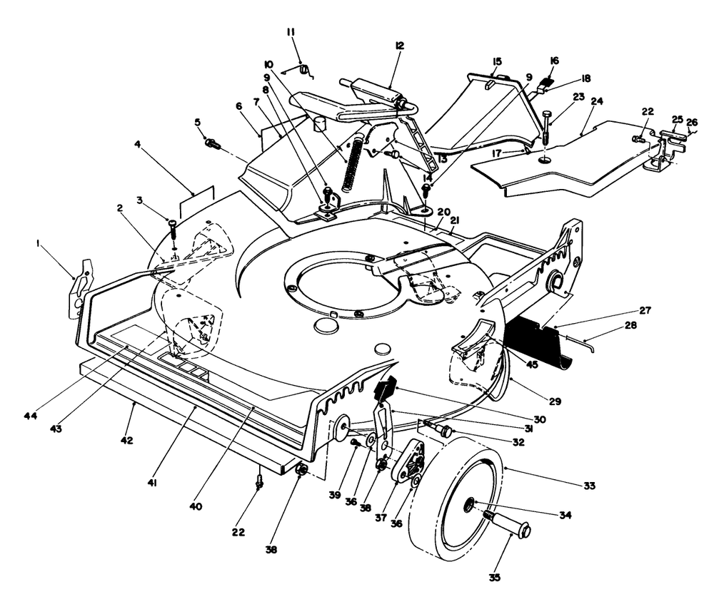 Housing Assembly Diagram and Parts List for 20328B 2000001 - 2999999 Toro Lawn Mower