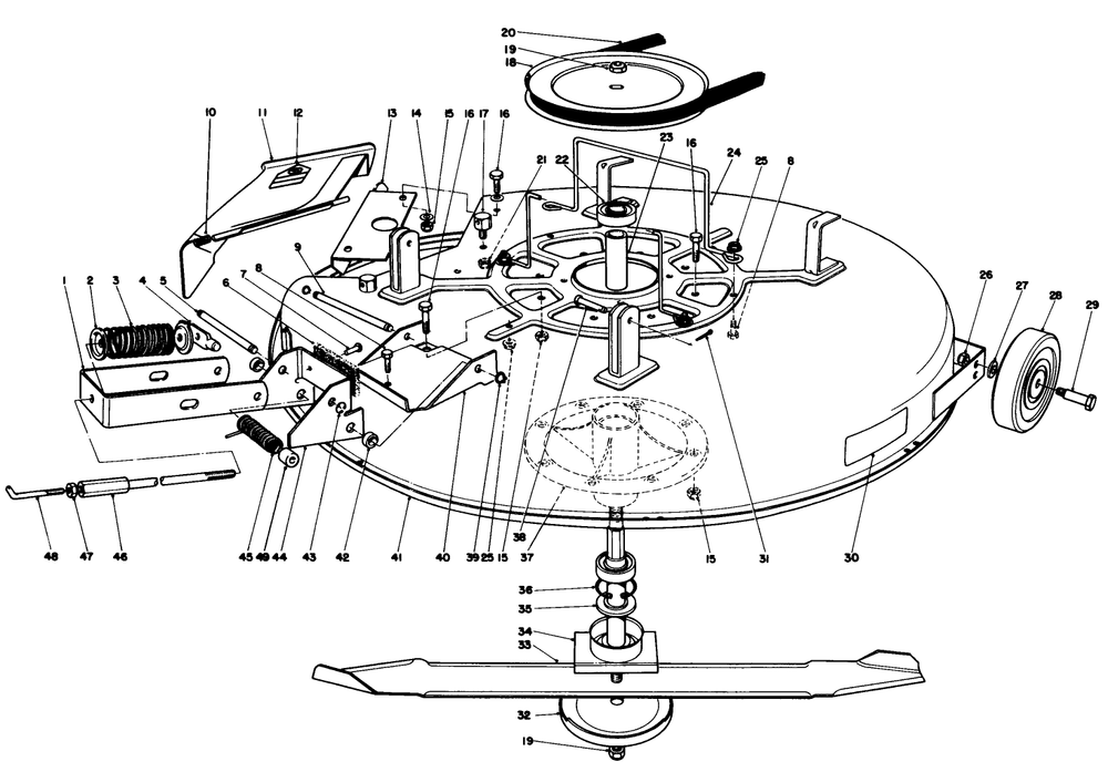 Mower Assembly Diagram and Parts List for 56145 9000001 - 9999999 Toro Lawn Tractor