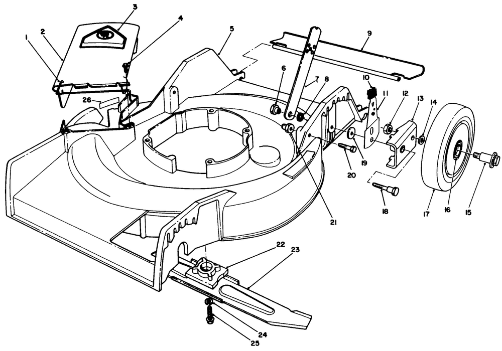 Housing Assembly Diagram and Parts List for 16212W 0000001 - 0999999 Toro Lawn Mower