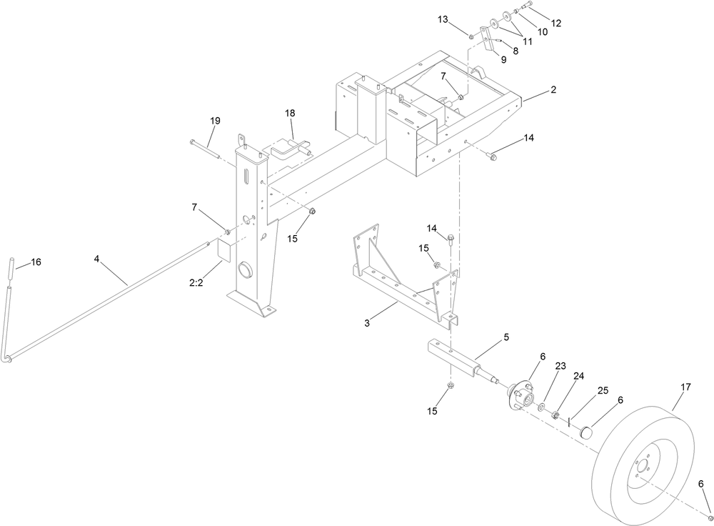 Frame And Axle Assembly Diagram and Parts List for 60216C 400000000 - 404319999 Toro Cement Mixer