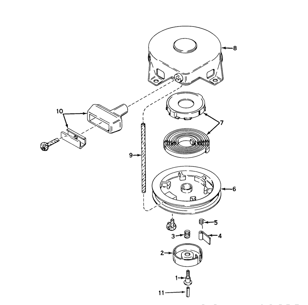Starter Assembly Model No. 590420 Diagram and Parts List for 31626 1000001 - 1999999 Toro Snow Blower