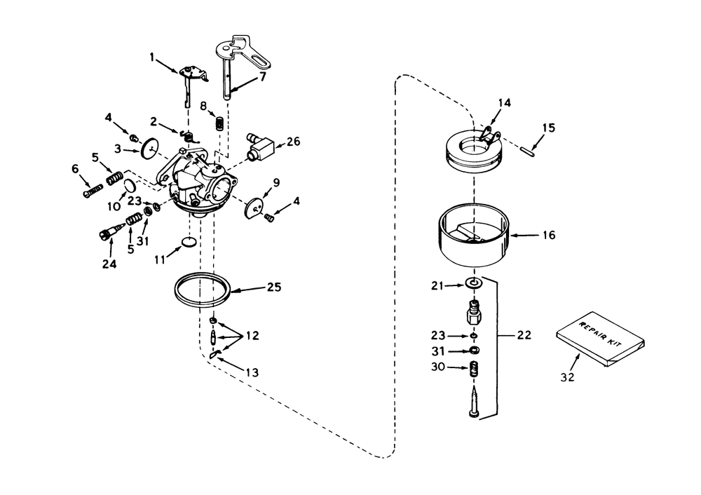 Carburetor No. 632107 Diagram and Parts List for 38052 7000001 - 7999999 Toro Snow Blower