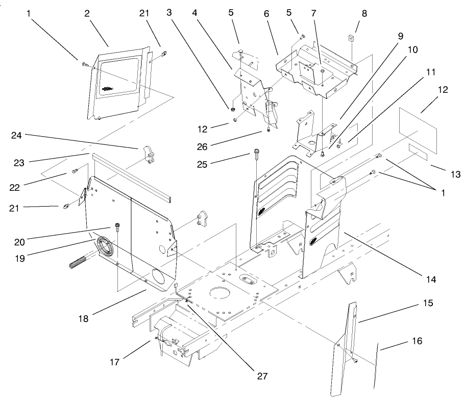 Hoodstand & Firewall Assembly Diagram and Parts List for 72047 9900001 - 9999999 Toro Lawn Tractor