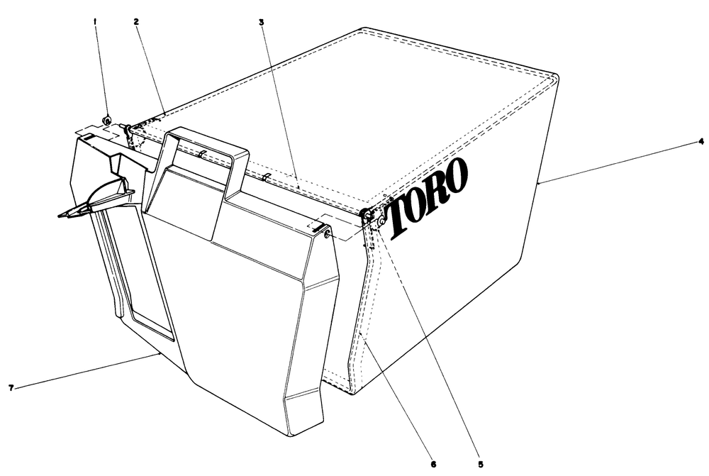 Grass Bag Assembly Diagram and Parts List for 20700 0000001 - 0999999 Toro Lawn Mower