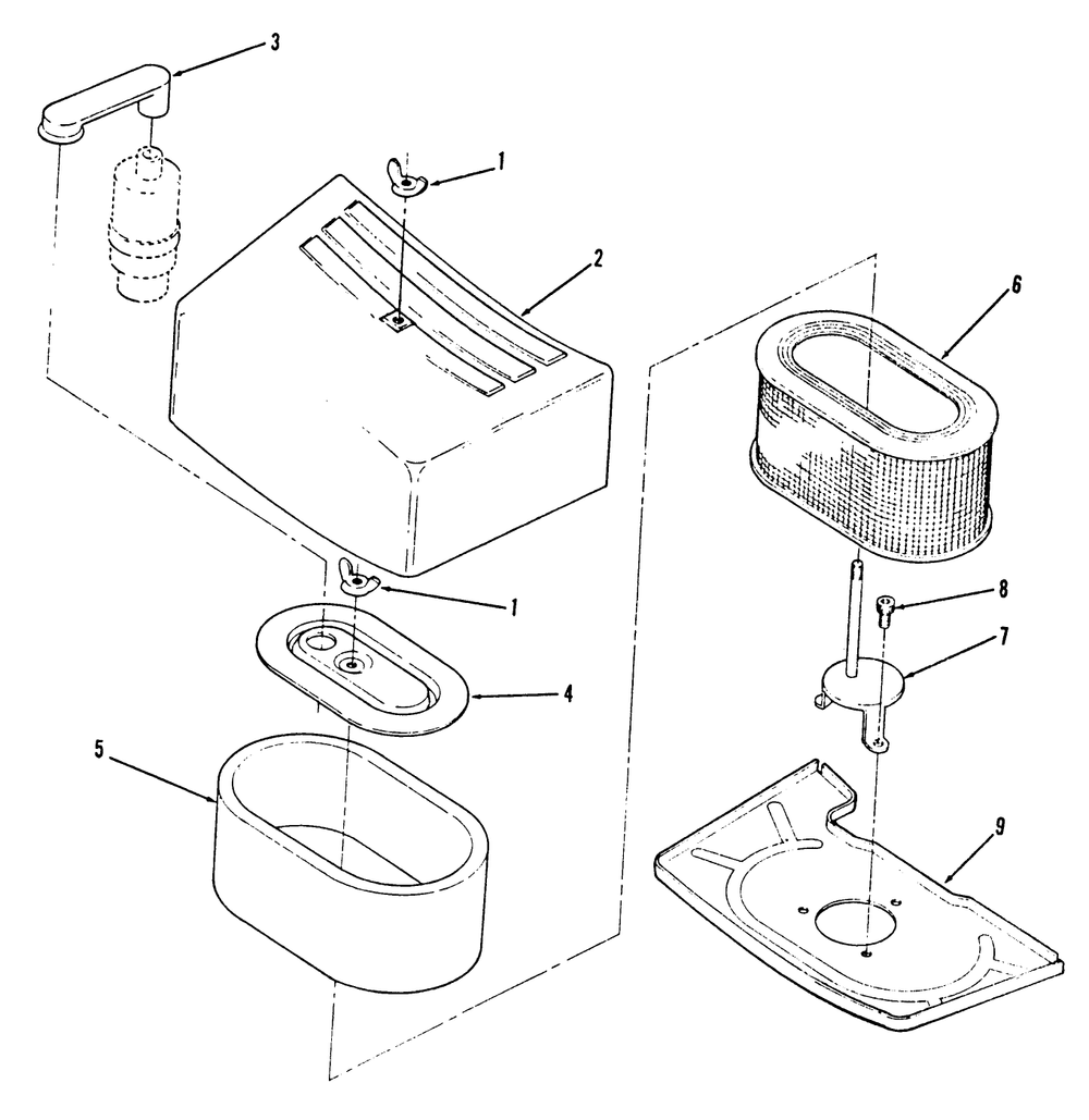 Section 9-Air Cleaner Diagram and Parts List for Y1-16OE01  Toro Lawn Tractor