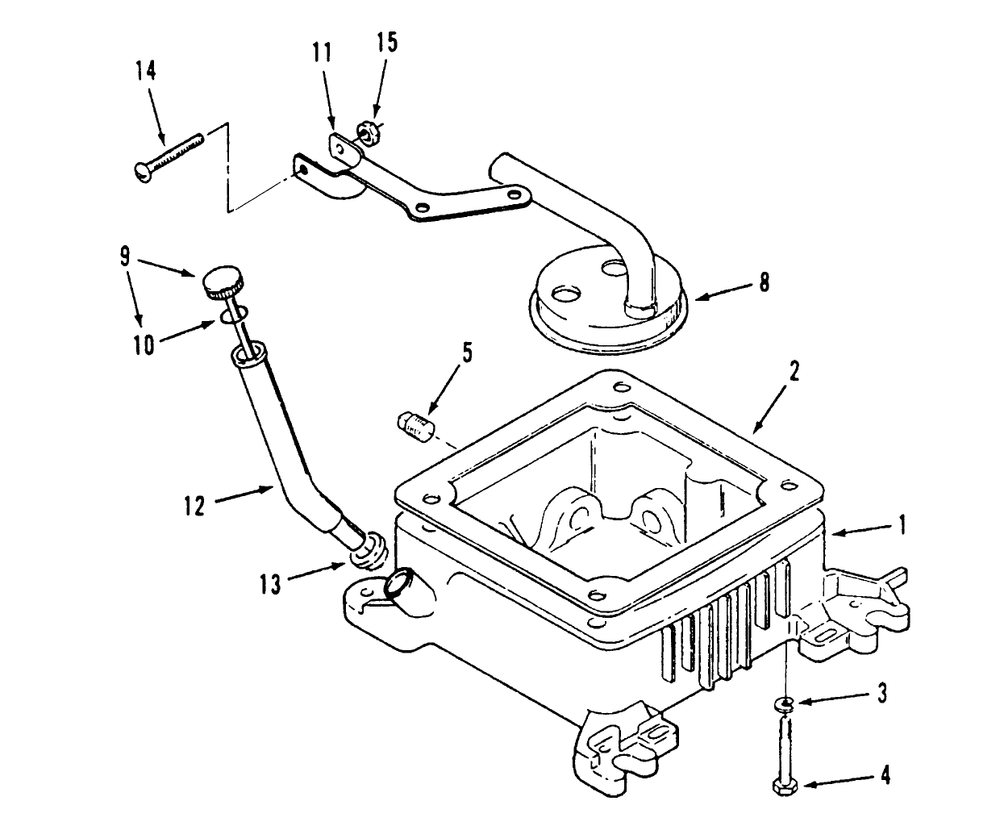 Oil Base And Fill Tube And Bracket Diagram and Parts List for 73421 5900001 - 5901046 Toro Lawn Tractor
