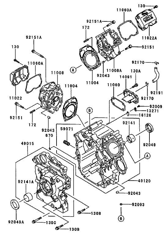 Cylinder And Crankcase Assembly Diagram and Parts List for 74236 (220000001-220999999)(2002) Toro Lawn Mower