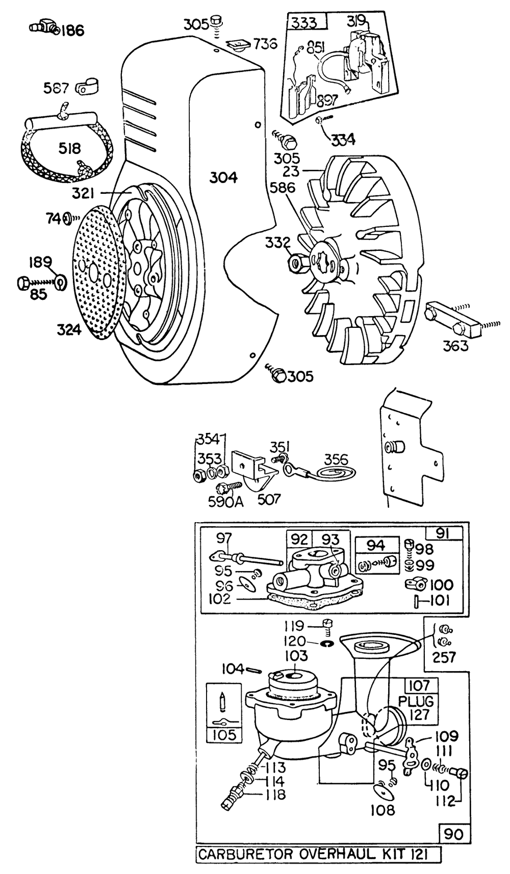 Engine Briggs And Stratton Model No. 326437-0630-01 Diagram and Parts List for 30775 200001 - 299999 Toro Lawn Tractor