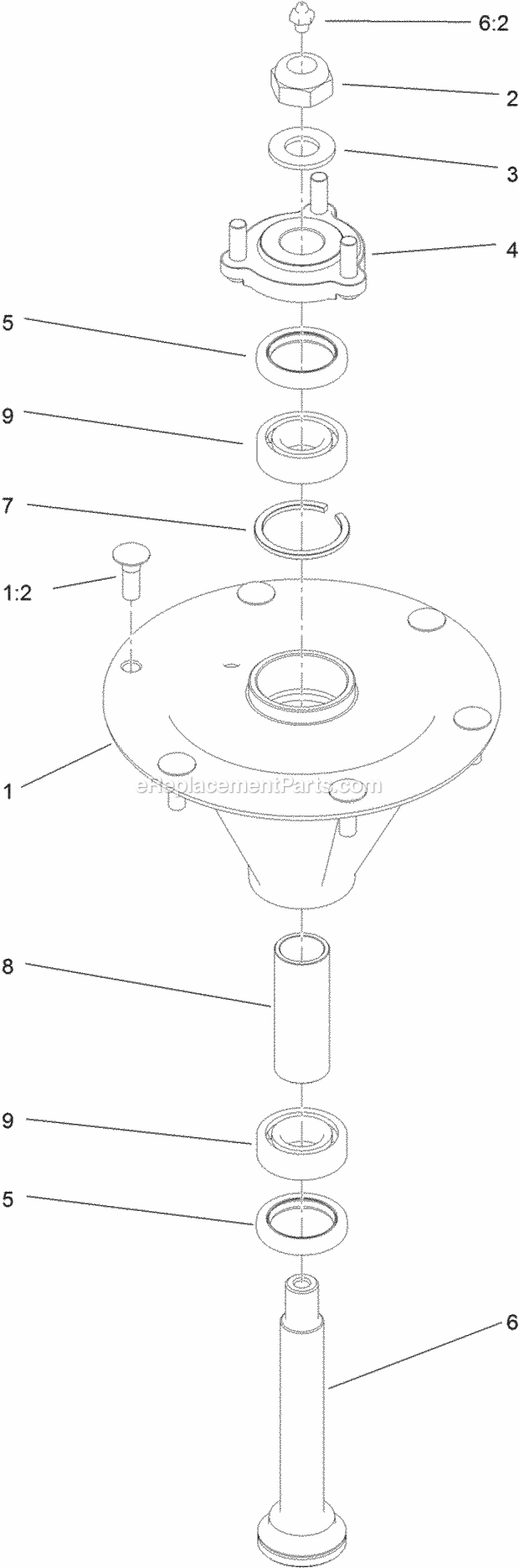 Spindle Assembly No. 119-8560 Diagram and Parts List for 74588 314000001-314999999 Toro Lawn Mower