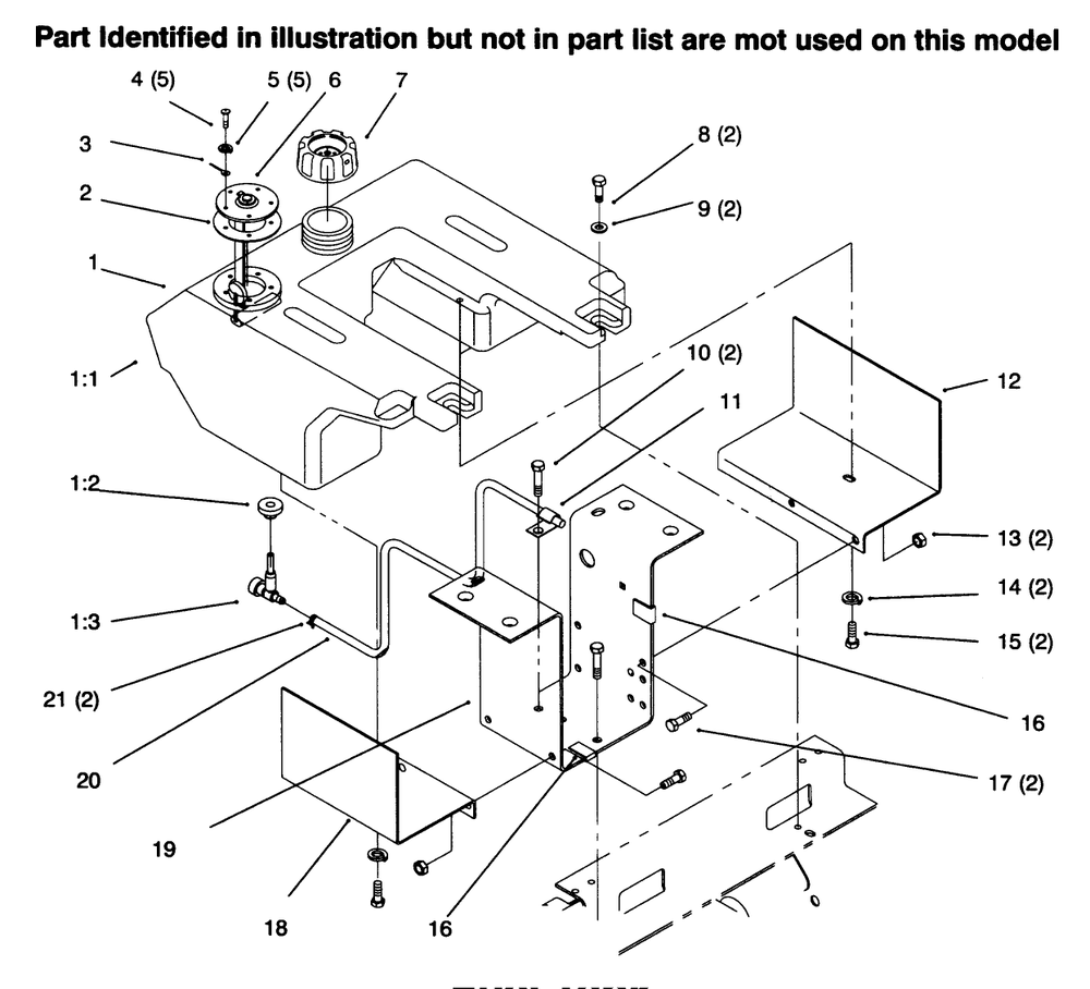 Fuel Tank Diagram and Parts List for 73363 6900001 - 6999999 Toro Lawn Tractor