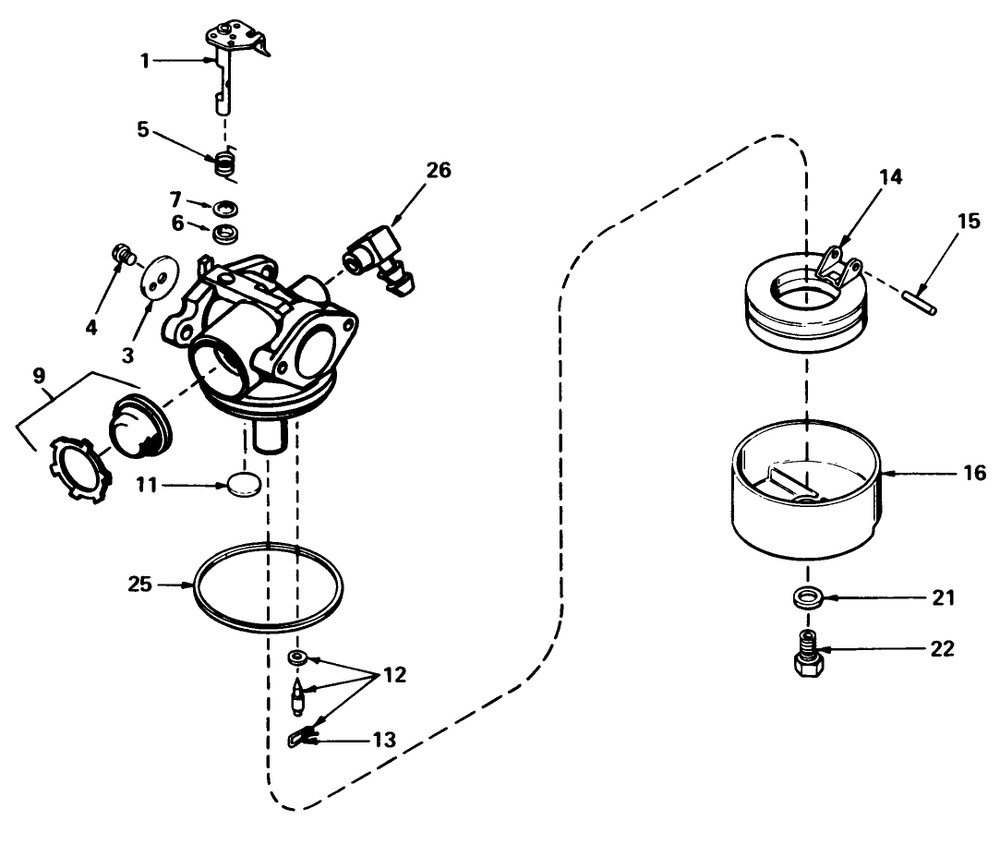 Carburetor No. 632098 Diagram and Parts List for 20611 9000001 - 9999999 Toro Lawn Mower