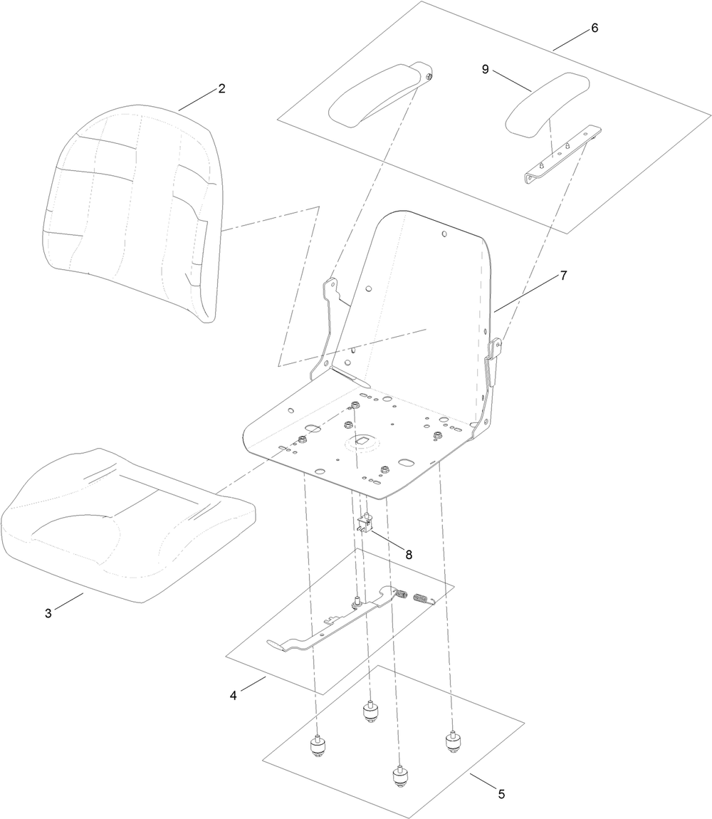 Seat Assembly No. 131-4147 Diagram and Parts List for 74750 316000001 - 316999999 Toro Lawn Tractor