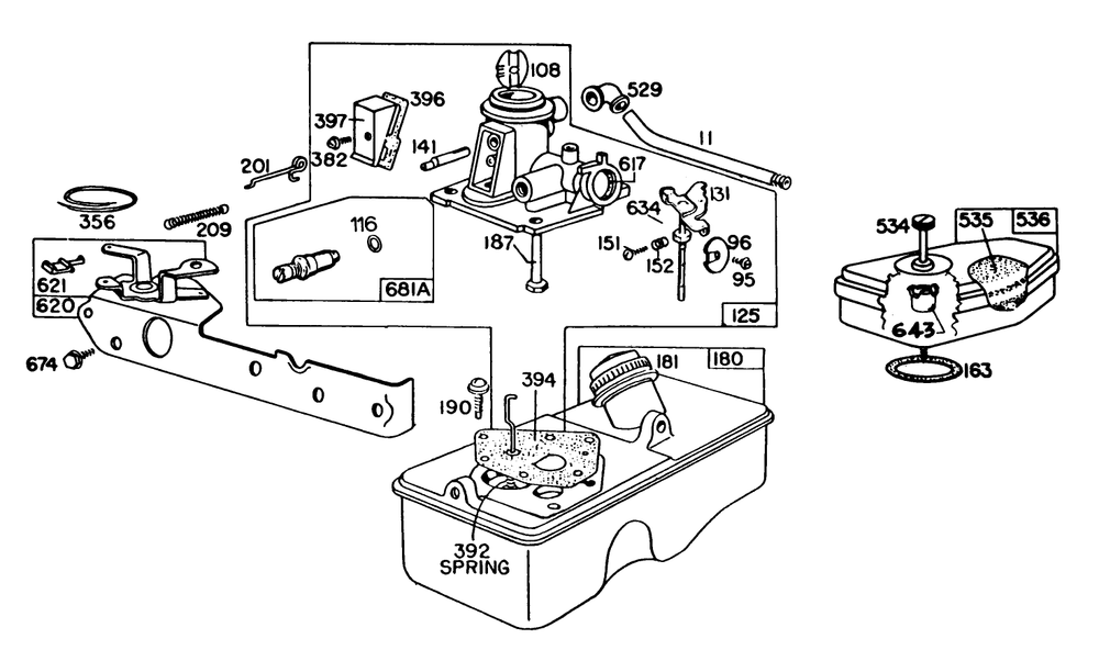Carburetor Assembly Model 93508-0192-01 Diagram and Parts List for 20765 0000001 - 0999999 Toro Lawn Mower