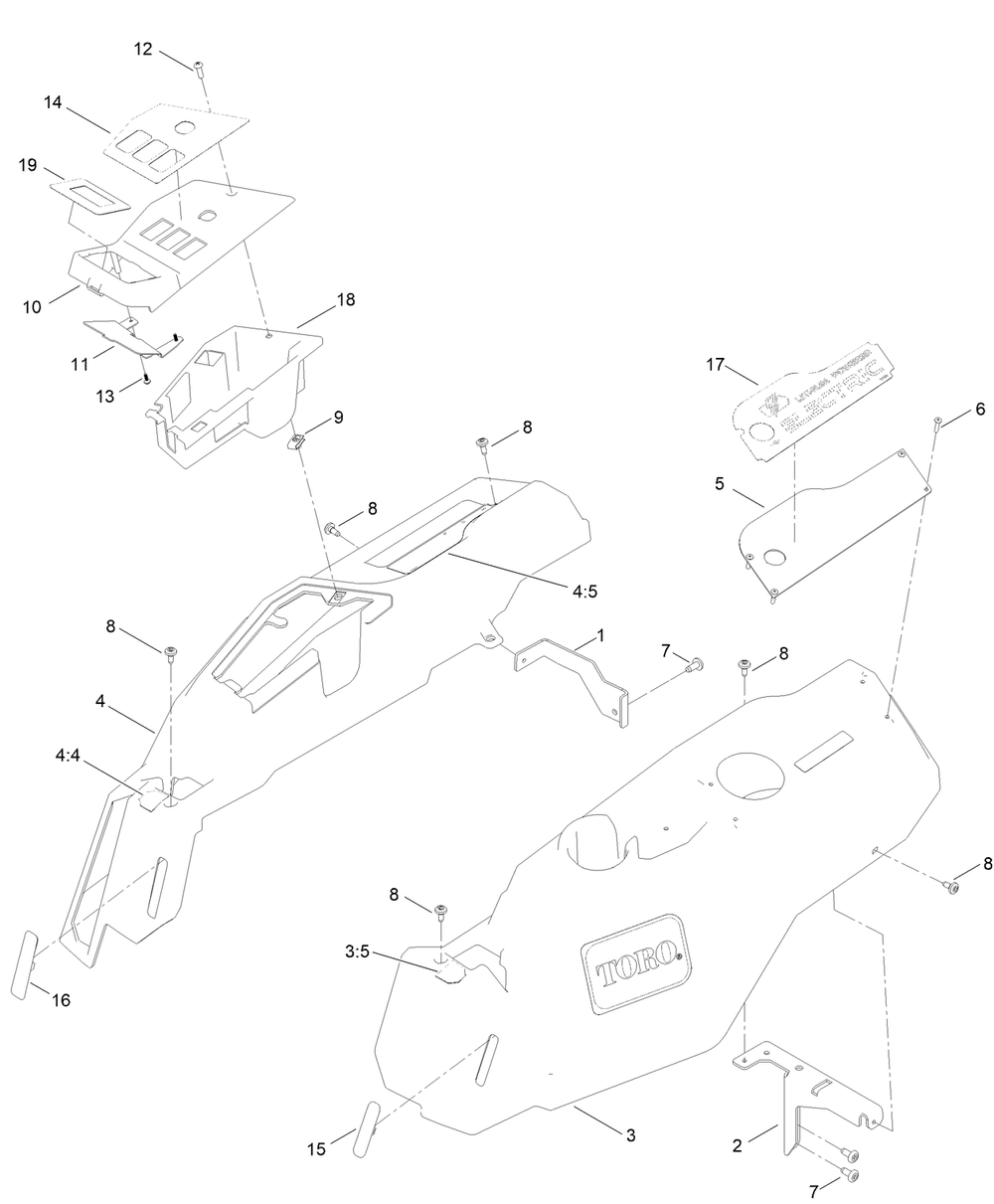 Styling Pod Assembly Diagram and Parts List for 75851 416400000 - 417399999 Toro Lawn Tractor