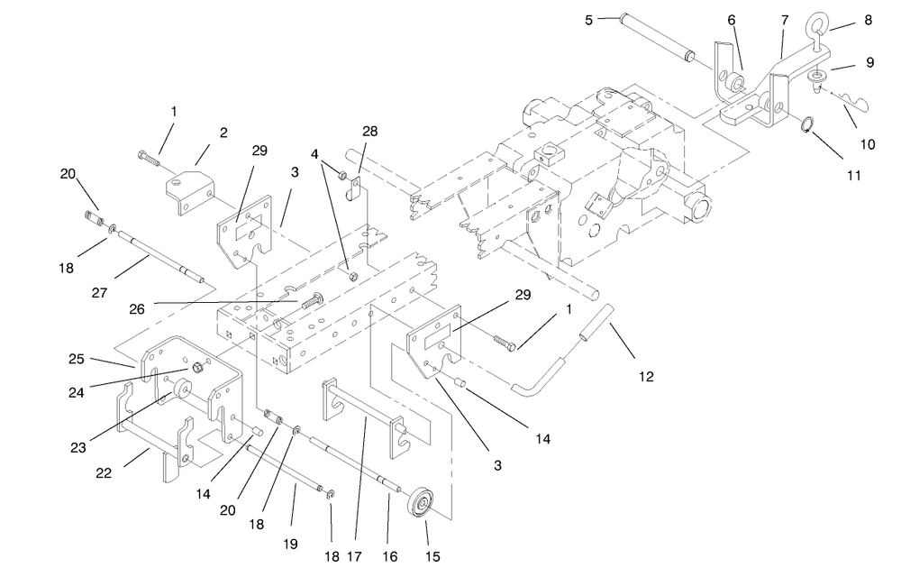 Hitch Assembly Diagram and Parts List for 73402 7900001 - 7999999 Toro Lawn Tractor