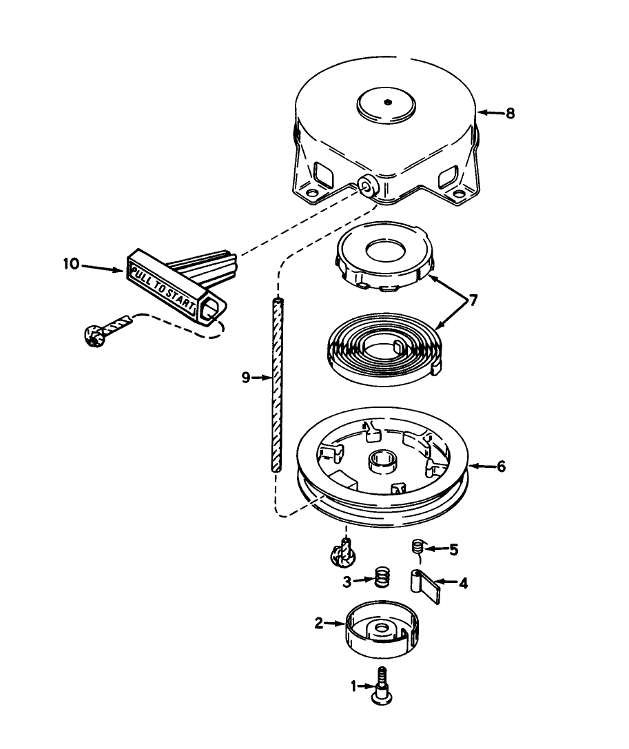 Rewind Starter No. 590537 Diagram and Parts List for 38162 5000001 - 5999999 Toro Snow Blower