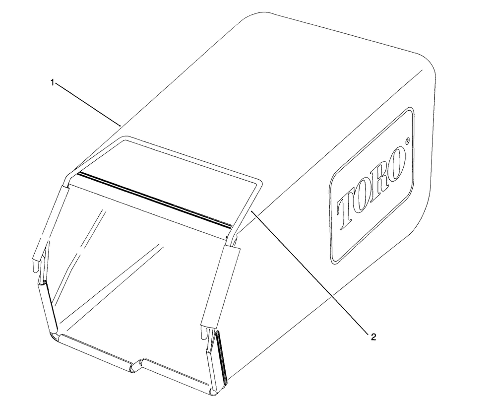 Grass Bag Assembly Diagram and Parts List for 27502 1000001 - 1999999 Toro Lawn Mower
