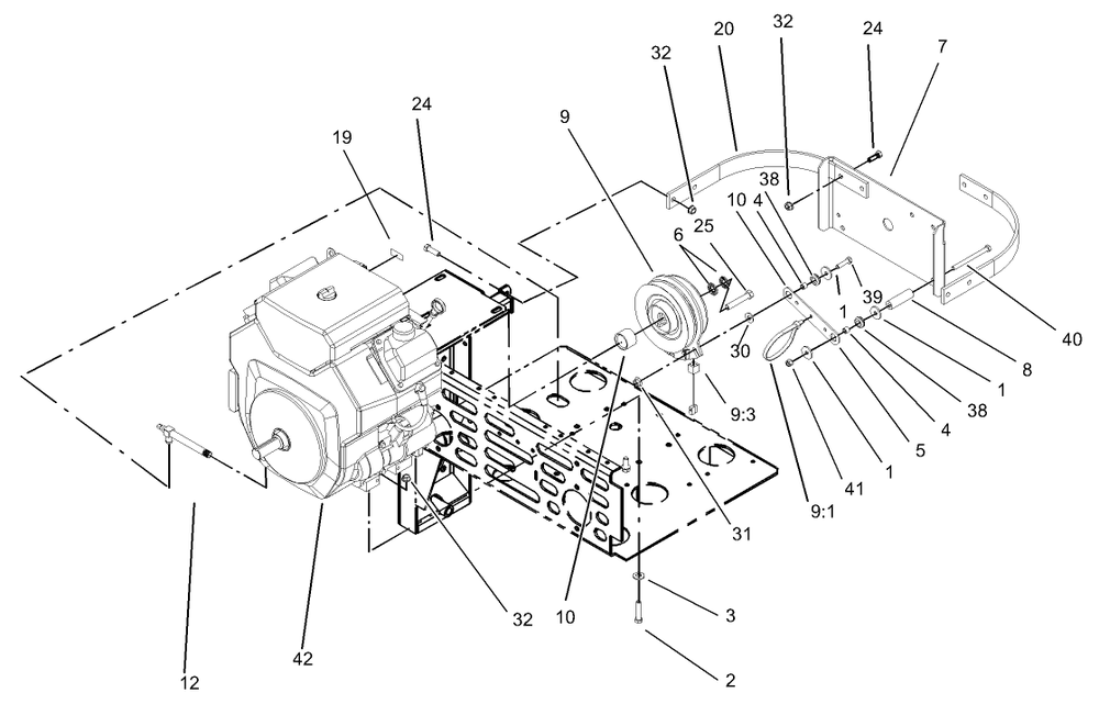 Clutch Assembly Diagram and Parts List for 74231 (230006001-230999999)(2003) Toro Lawn Mower