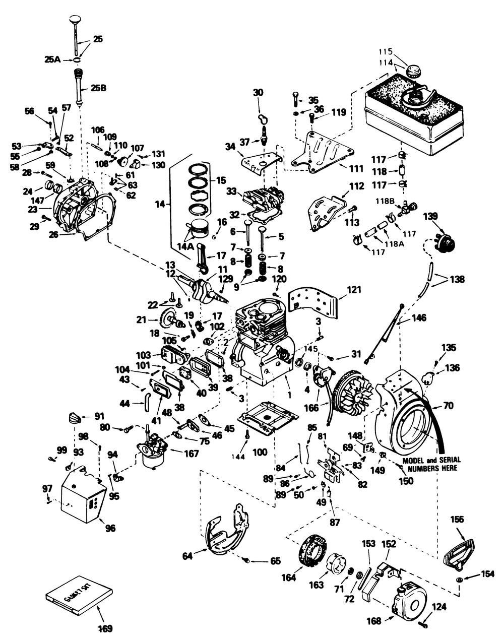 Engine, Tecumseh Model No. H70-130257j (7 H.P. Snowthrower Model No. 38050) Diagram and Parts List for 38050 5000001 - 5999999 Toro Snow Blower