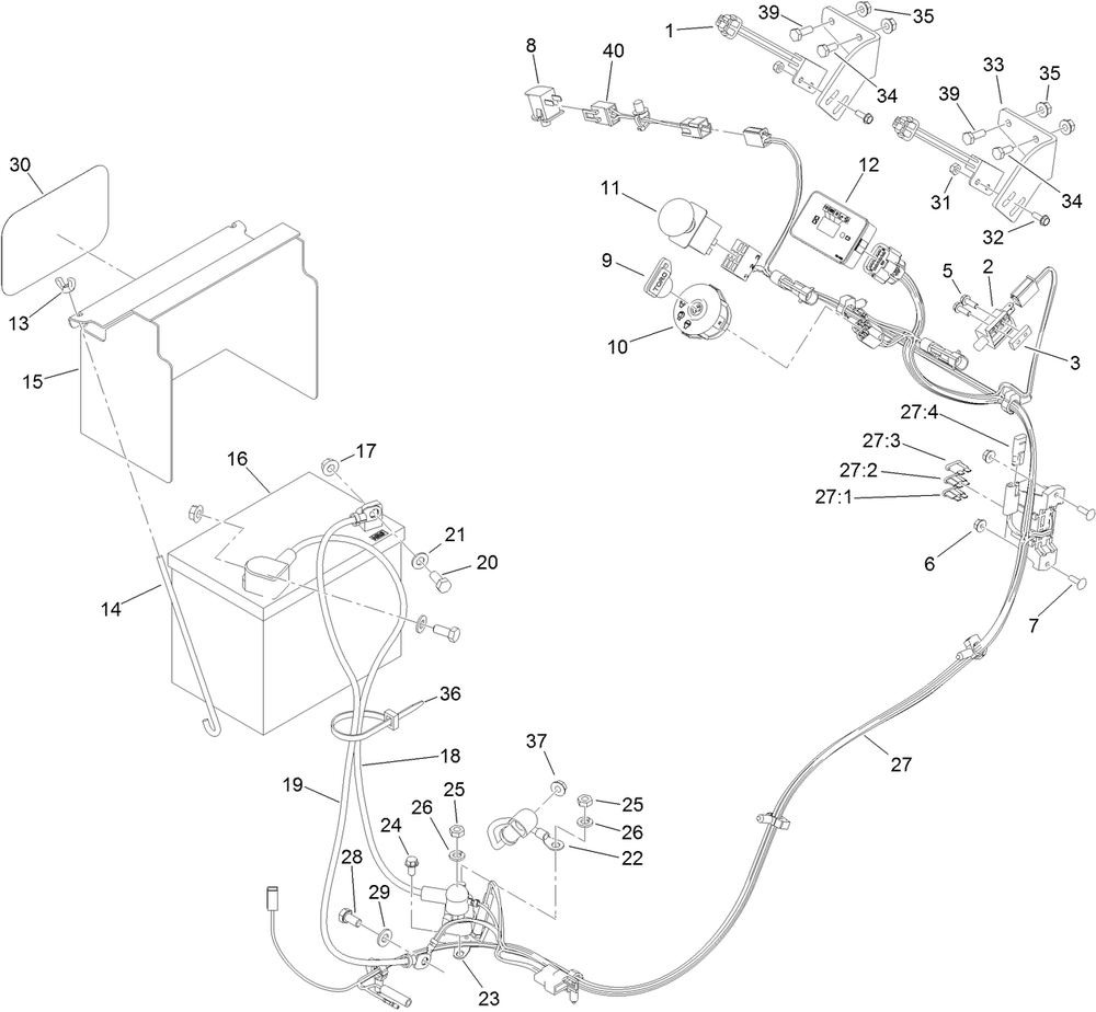 Electrical Assembly Diagram and Parts List for 74536 405600000-999999999 Toro Lawn Mower