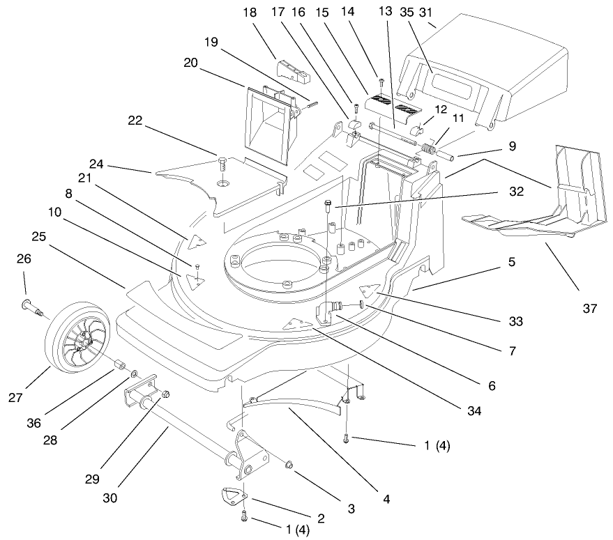 Deck Assembly Diagram and Parts List for 20803 9900001 - 9999999 Toro Lawn Mower