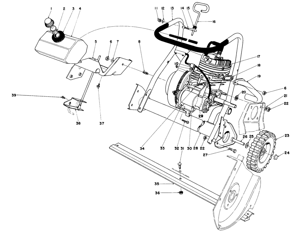 Engine Assembly (Model 38130) Diagram and Parts List for 38130 0015001 - 0499999 Toro Snow Blower