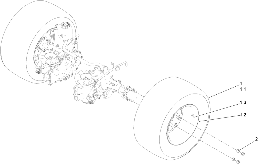 Rear Wheel Assembly Diagram and Parts List for 77290 410200000-999999999 Toro Lawn Tractor