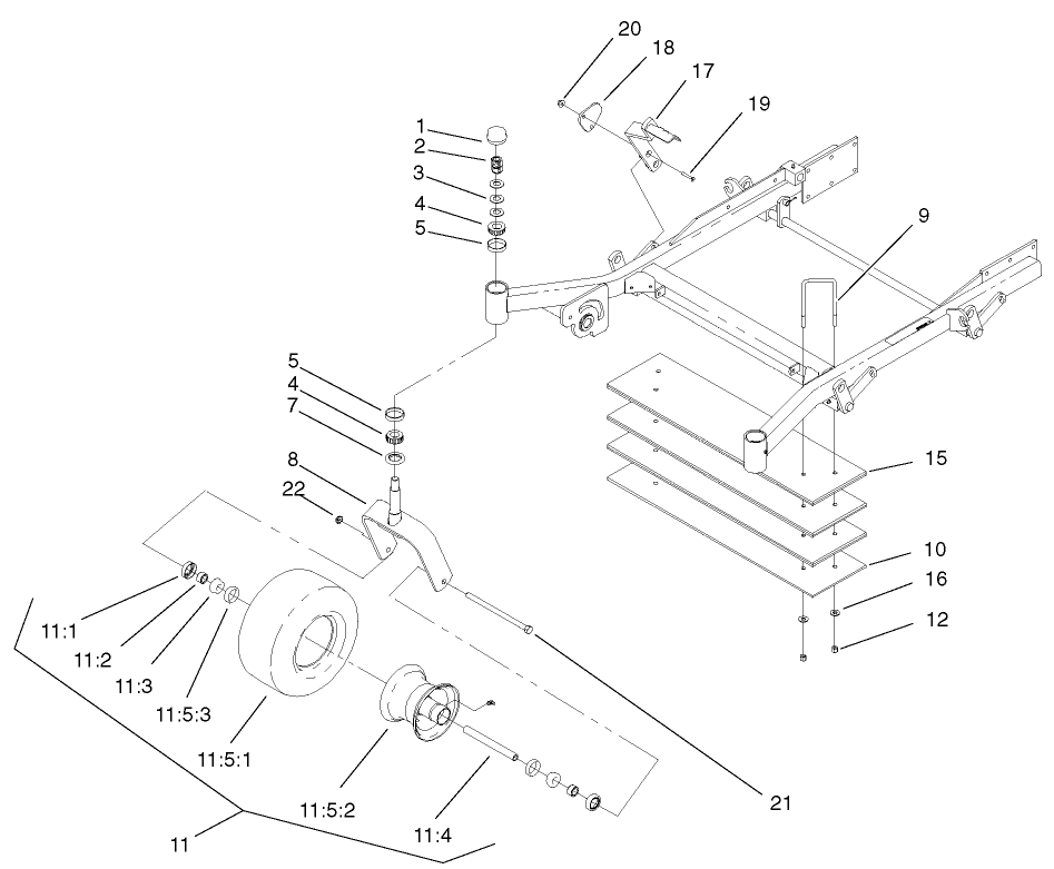 Caster And Wheel Assembly Diagram and Parts List for 74236 (220000001-220999999)(2002) Toro Lawn Mower
