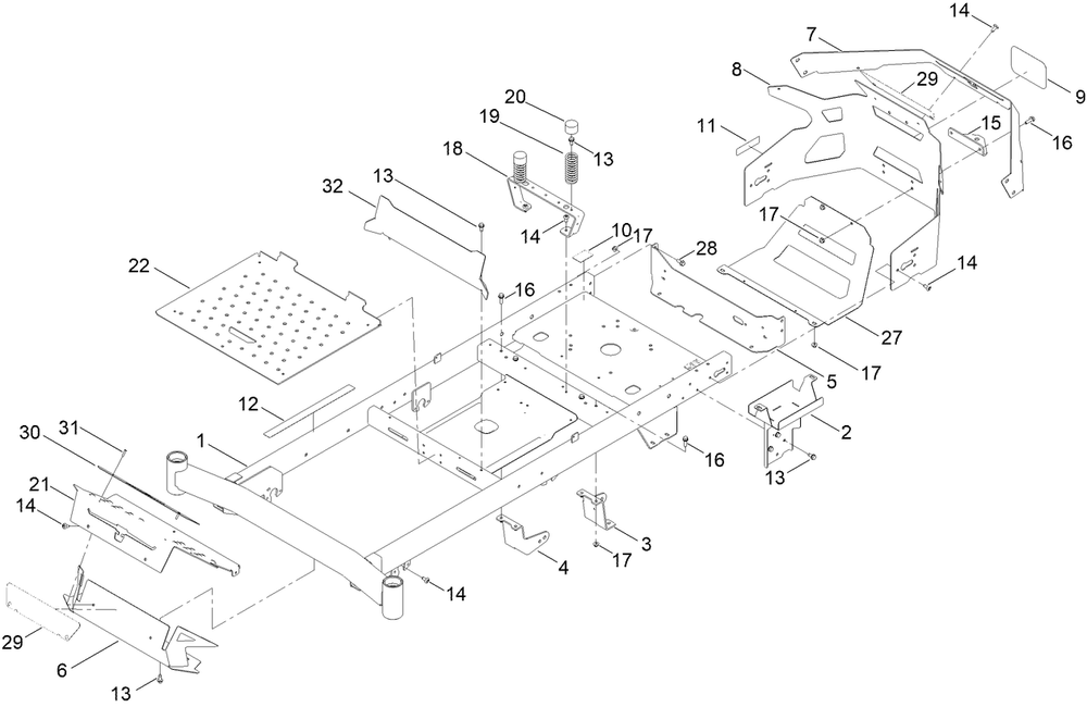 Frame Assembly Diagram and Parts List for 77506 417157481 - 417359999 Toro Lawn Tractor