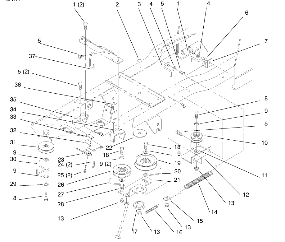 Gear Drive Components Diagram and Parts List for 72045 7900001 - 7999999 Toro Lawn Tractor