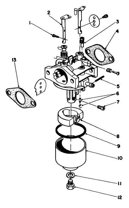 Carburetor Assembly Diagram and Parts List for 22035 4000001 - 4999999 Toro Lawn Mower