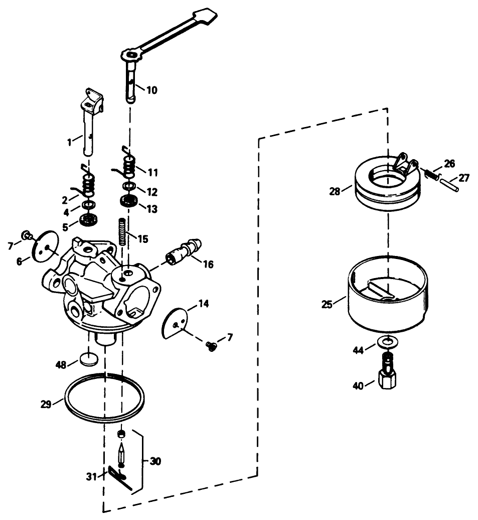 Carburetor No. 632641 Diagram and Parts List for 38196 3900001 - 3999999 Toro Snow Blower