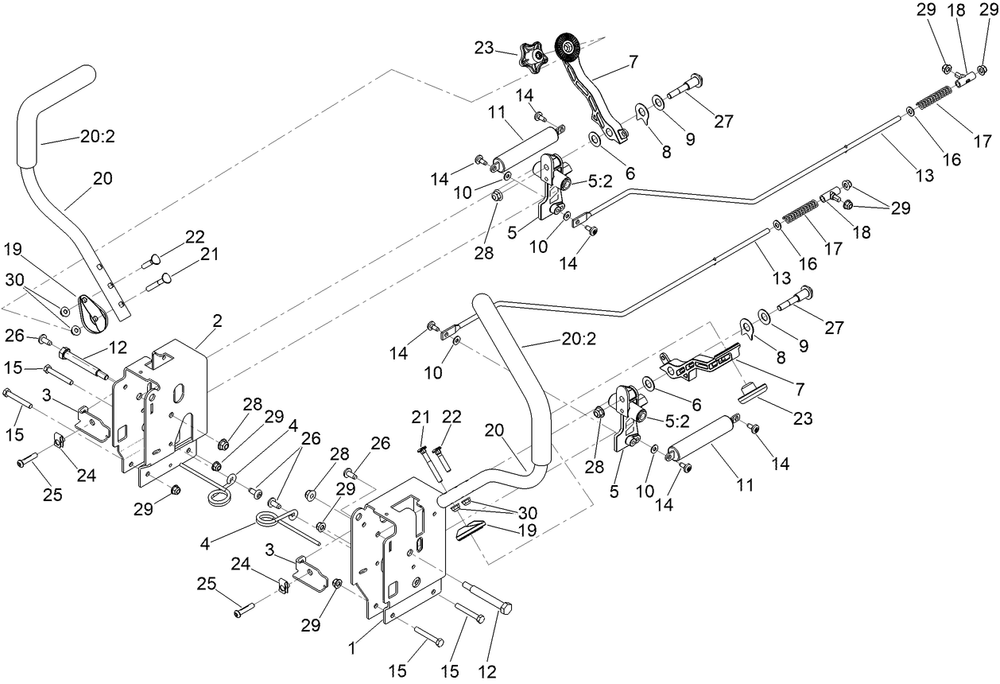 Control Assembly Diagram and Parts List for 76440TA 400000000 - 417199999 Toro Lawn Tractor