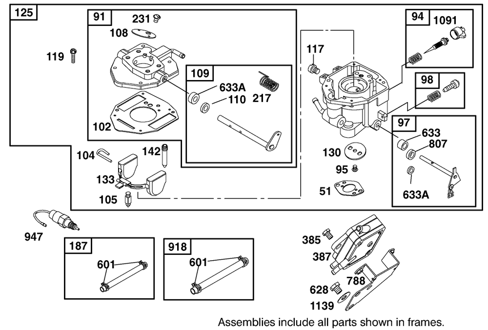 Carburetor And Fuel Pump Assembly  Briggs And Stratton 303447-1314-E1 Diagram and Parts List for 12003 210000001 - 210999999 Toro Lawn Tractor