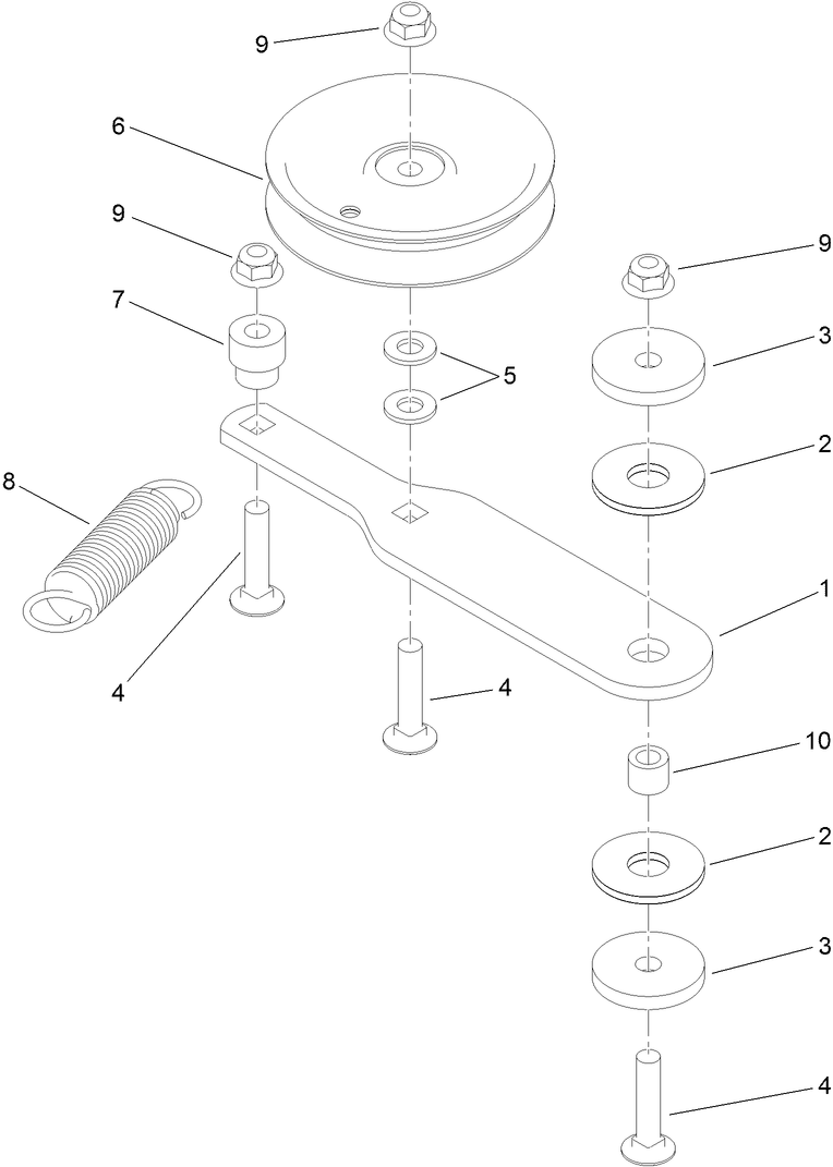 Idler Arm Assembly Diagram and Parts List for 74568TE (311000001-311999999)(2011) Toro Lawn Mower