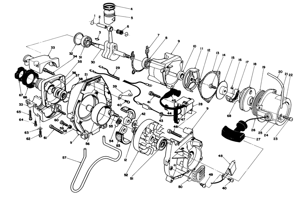 Engine Assembly Diagram and Parts List for 51644 6000001 - 6999999 Toro Trimmer