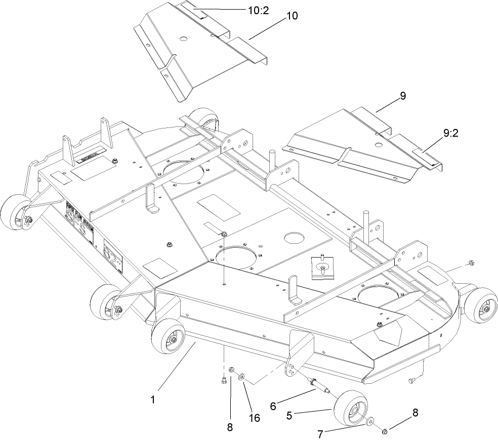 Deck And Wheel Gage Assembly Diagram and Parts List for 105-6176 (240000001-240999999)(2004) Toro Lawn Mower